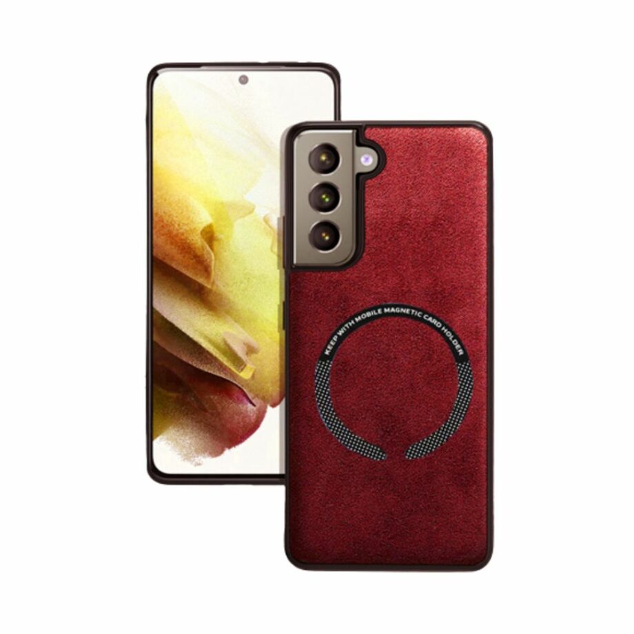 Red Magnetic Alcantara Case for Samsung Galaxy S23 Series