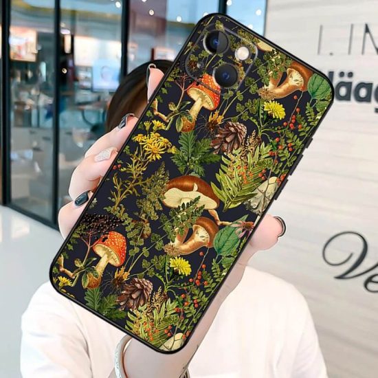 magical forest mushrooms phone case
