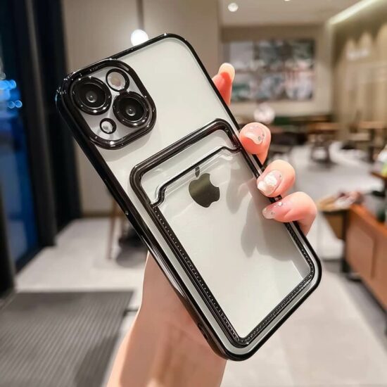 Black Shockproof Transparent iPhone Case with Polaroid Slot