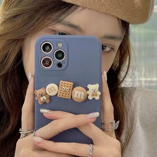Lens Protective 3D Cartoon Beans Phone Case