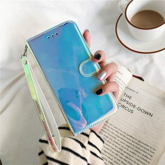 Mirror Glossy Leather Wallet Google Pixel Case With Card Holder