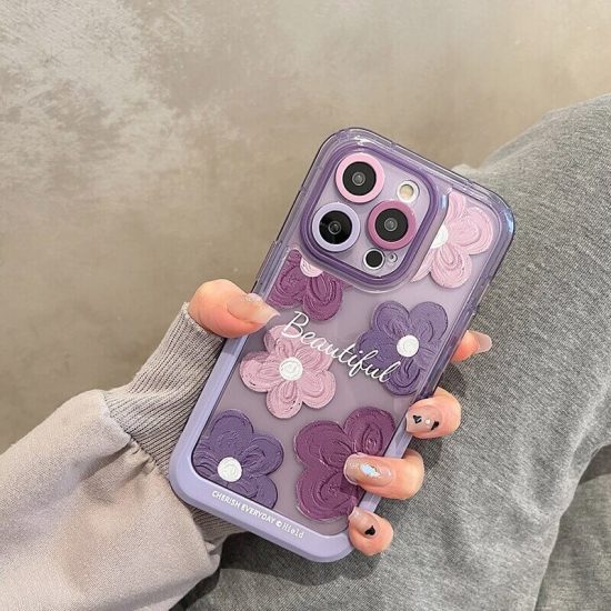Purple Flower Phone Case With Invisible Bracket