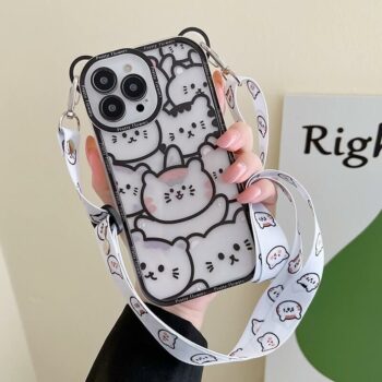 Shockproof Cartoon Bear iPhone Case With Lanyard