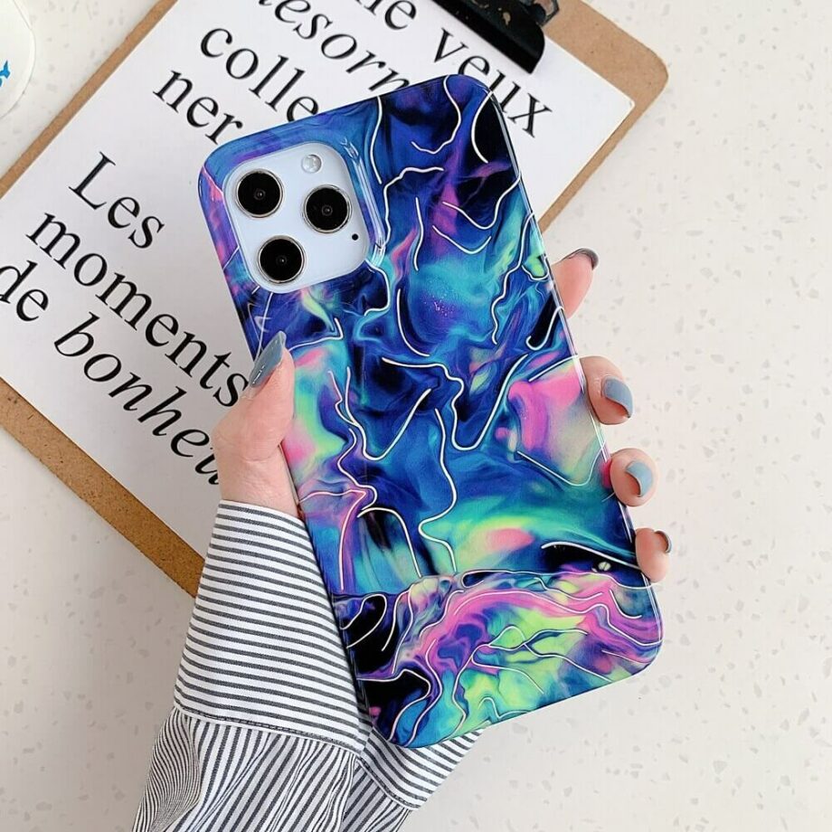 Watercolor Splash Blue Marble iPhone Case