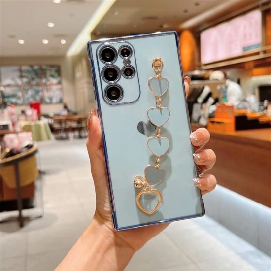 Blue Heart Samsung Case with Love Bracelet Chain