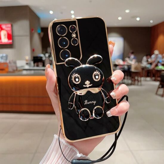 Bunny Rabbit phone case with hand strap and holder (1)