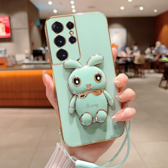 Bunny Rabbit phone case with hand strap and holder (2)