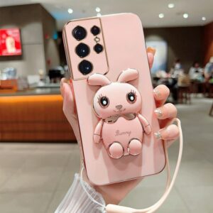 Bunny Rabbit phone case with hand strap and holder