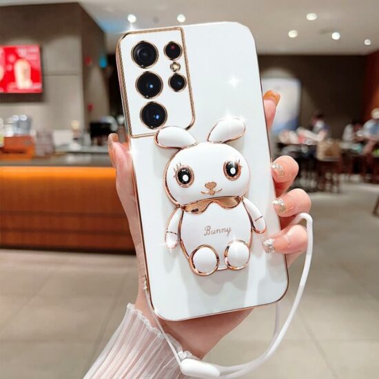 Bunny Rabbit phone case with hand strap and holder (4)