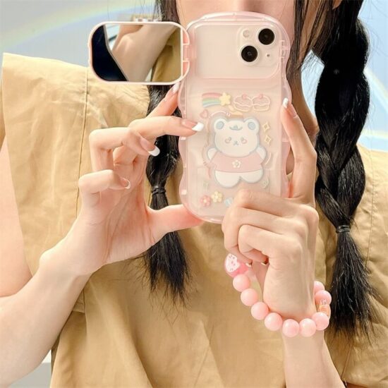 Flip Mirror Stand Bear iPhone Case