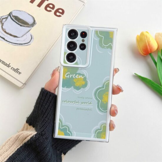 Green flower samsung phone case