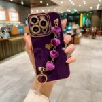 Jewelled iPhone 14 Pro Max Case With Heart Hand Strap (5)