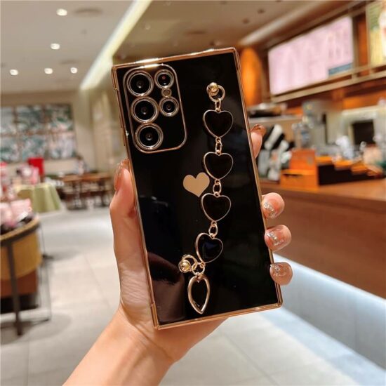 Plating Heart Samsung Case with Bracelet Chain