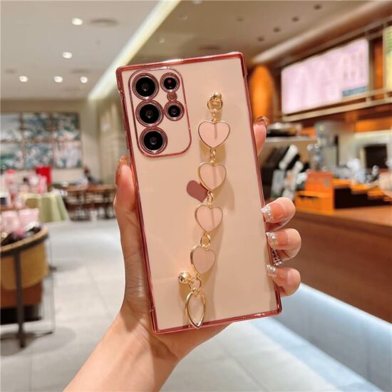 Plating Heart Samsung Love Bracelet Chain Case