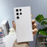 White Wireless Charger Silicone Samsung S23 Ultra Case