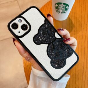 Black Glitter Diamond Bear iPhone Case