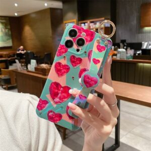 Diamond Love Heart Glitter iPhone Case With Hand Strap