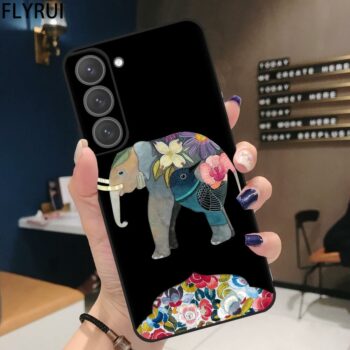Colorful elephant with a bird and flower case