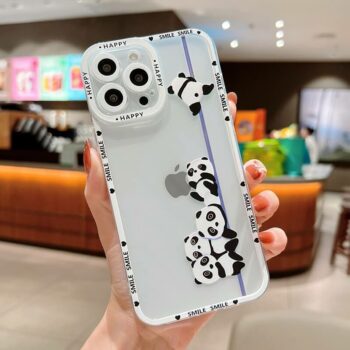Cute happy panda clear iPhone case