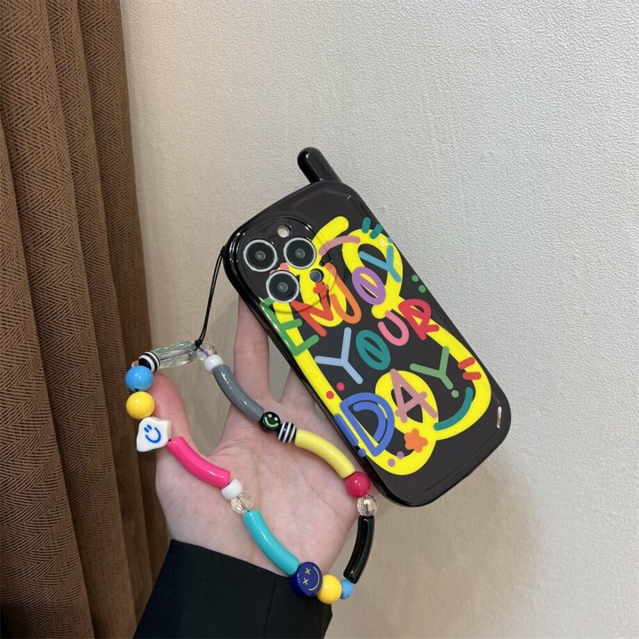 old telephone iphone case with charm strap