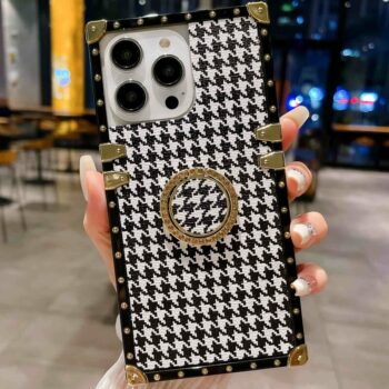 Black & White Houndstooth Square iPhone Case