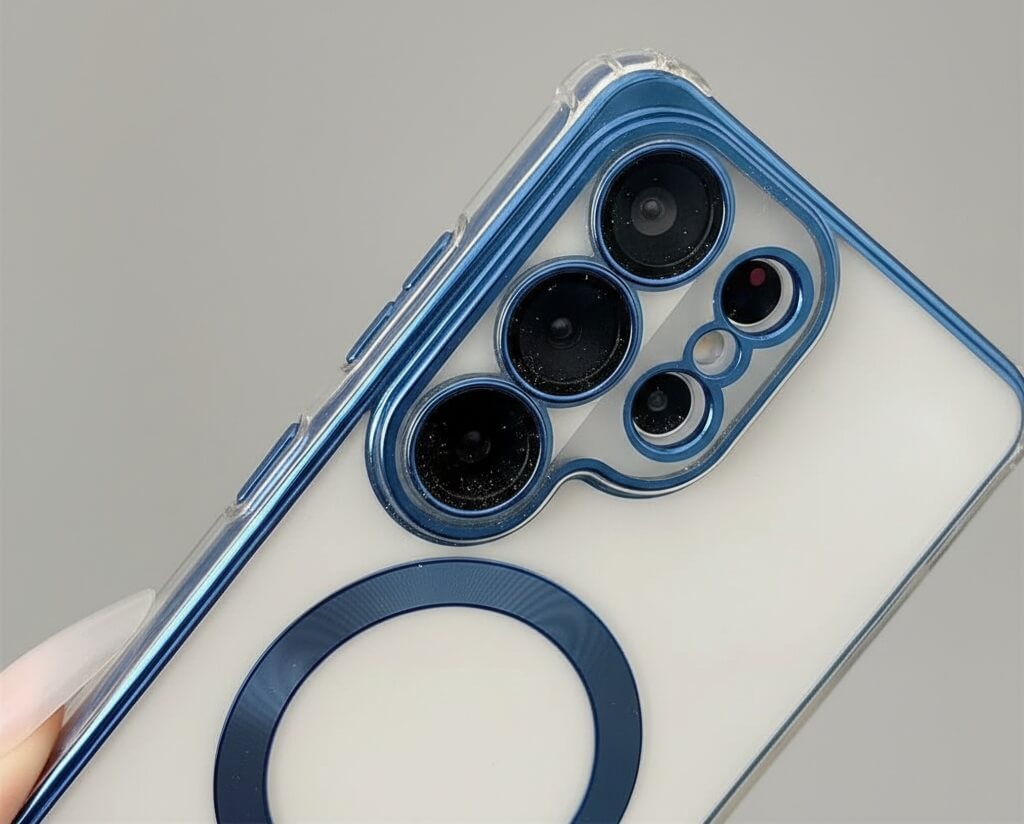 Worn phone case showing material fatigue and debris abrasion over time Worn phone case showing material fatigue and debris abrasion over time