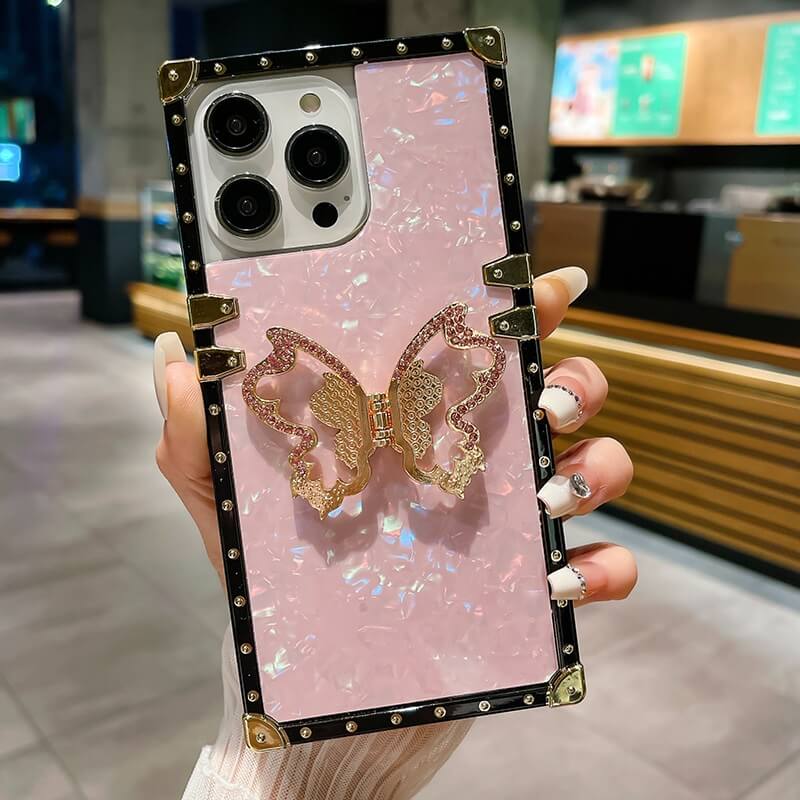 Metal Butterfly Kickstand Square Case