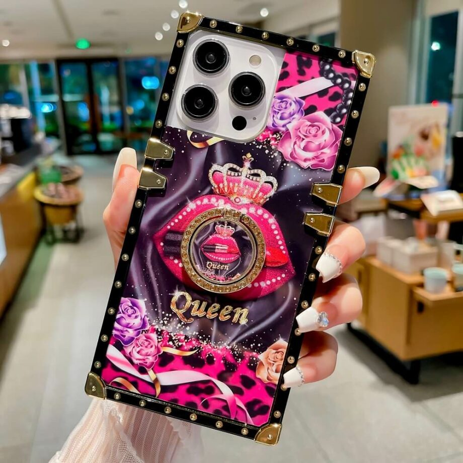 Queen lover iPhone Square Case With Finger Ring Holder