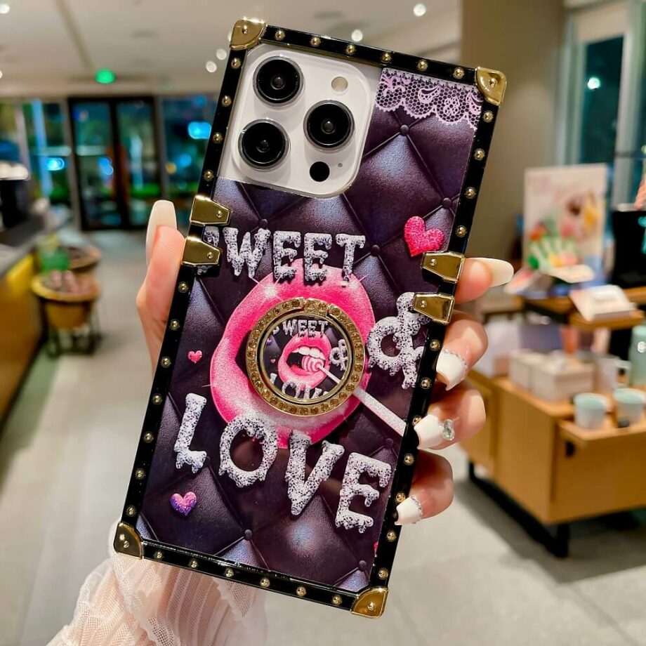 Sweet Love iPhone Square Case With Finger Ring