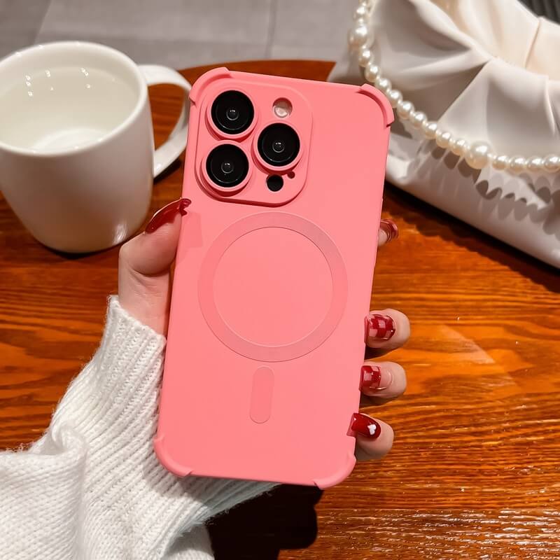 Wireless Magnetic Charging Bumper iPhone Case - Pink Color
