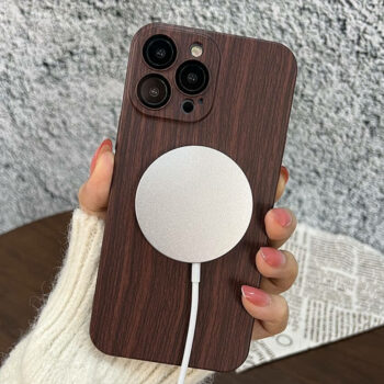 Wood Grain Design MagSafe iPhone Case