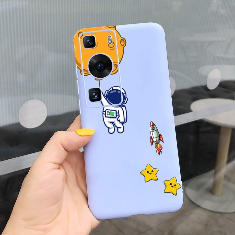 Cartoon Astronaut Flying Huawei Case With Planet Balloons