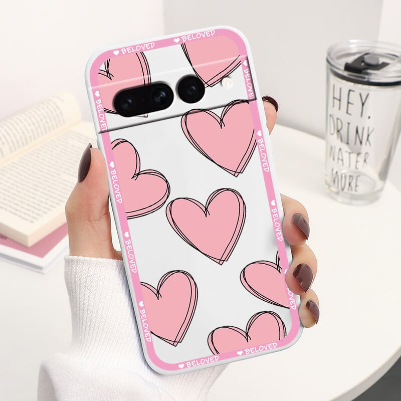 Pink Heart Case for Google Pixel 7, and 7Pro