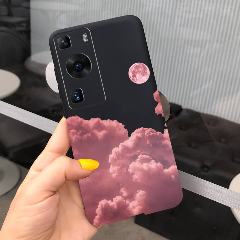 pink cloud and moon Huawei Phone Case