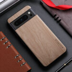 Beige Leather Wood Design Case for Google Pixel