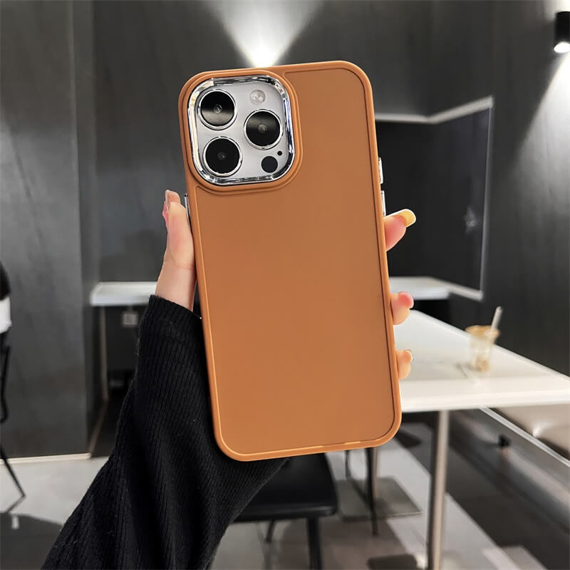 Brown Silicone Shockproof Case for iPhone 15 Series