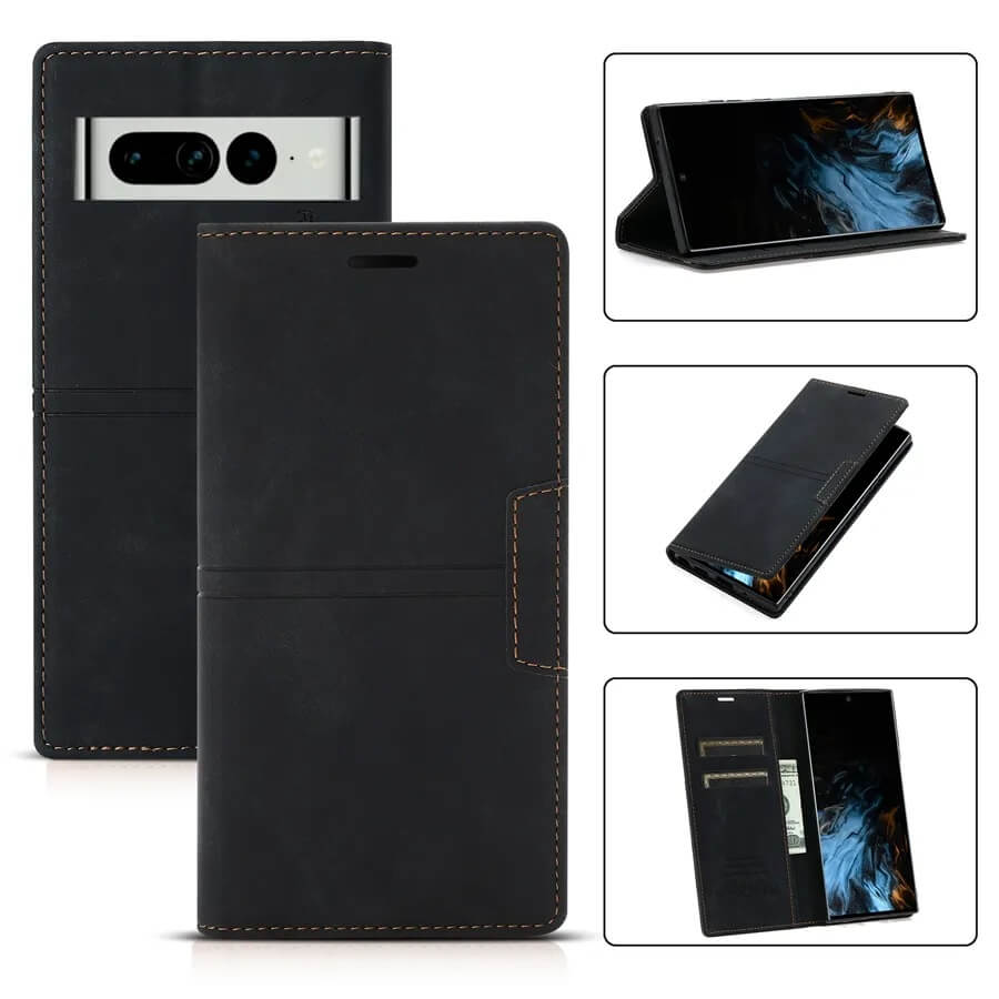 Flip Faux Leather Wallet Magnetic Case for Google Pixel 8 Series