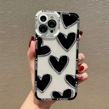 Love Heart Clear Phone Case for iPhone 15, 15 Pro, 15 Pro Max