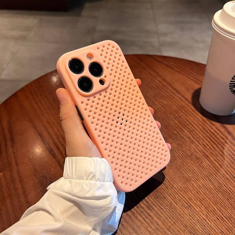 Pink Heat Dissipation Breathable Slim Case for iPhone 14 Series
