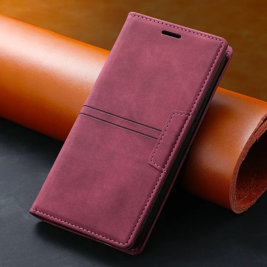 Win red Flip Leather Wallet Case