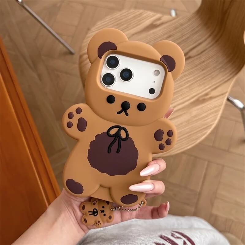 3D Bear Shaped Phone Case With Charm 3D Bear Shaped Phone Case With Charm