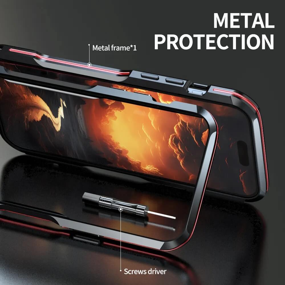 Aluminum Metal Armor Ultra thin Case for iPhone 15, 15 Pro, 15 Pro Max