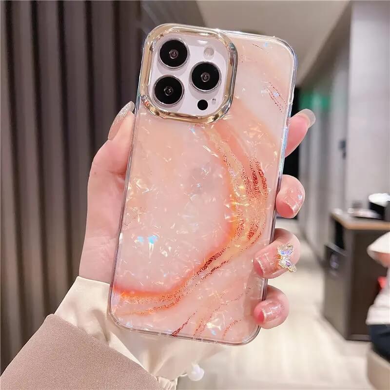 Baby Pink Marble Glitter iPhone 15 Pro Max Case