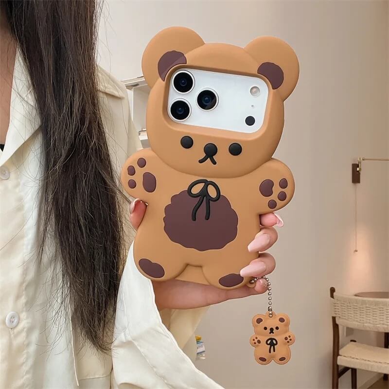 Bear Shaped Phone Case With Charm (1) Bear Shaped Phone Case With Charm (1)