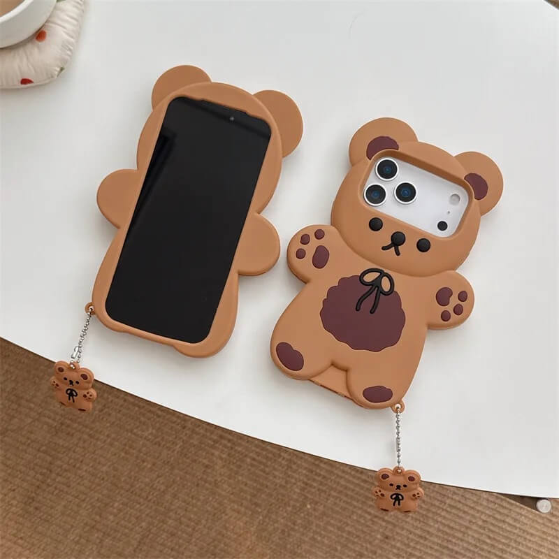 Bear Shaped Phone Case With Charm (2) Bear Shaped Phone Case With Charm (2)