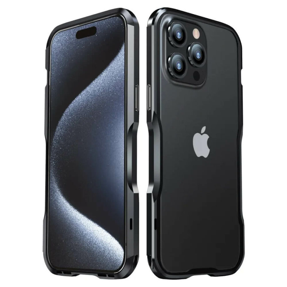 Black Aluminum Metal Armor Ultra thin Case for iPhone 15 Series