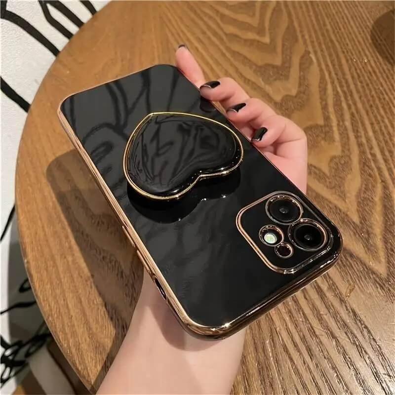 Black Plating Heart Case With Holder