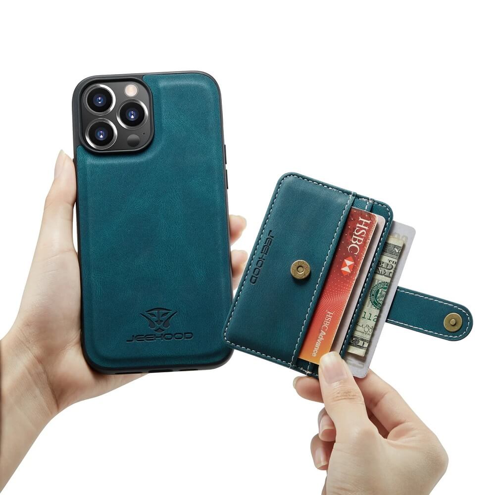 Detachable Leather Magnetic Card Slot Pocket Case For iPhone 15 14 13 12  Pro Max