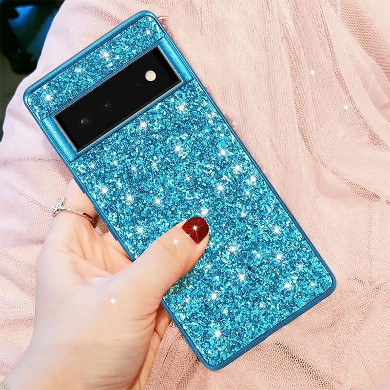 Blue glitter Pixel case