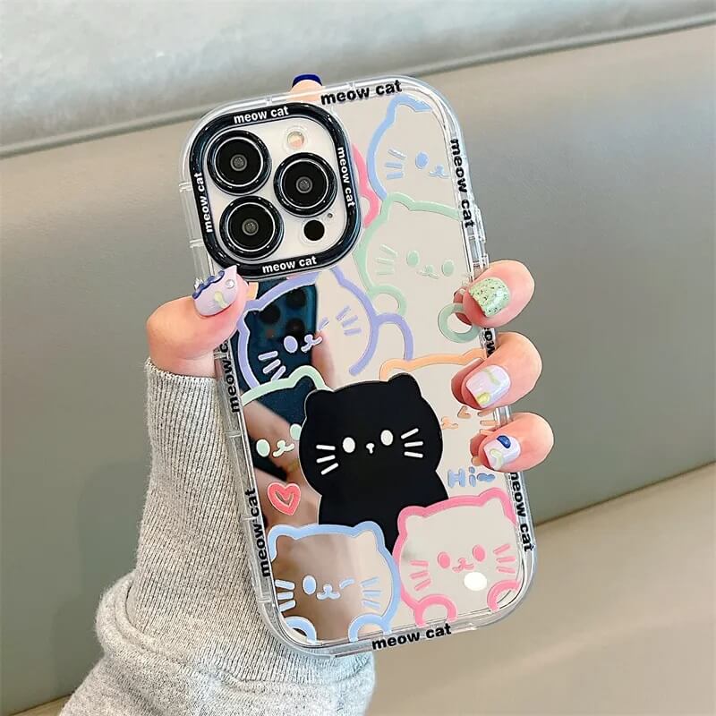 Cartoon Cat Mirror iPhone Case